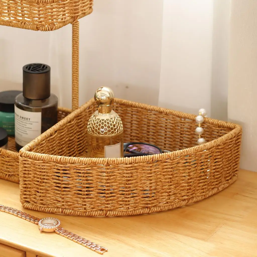 Cesta triangular multiusos de ratán para almacenar en casa, gatos y perros - imagen 3
