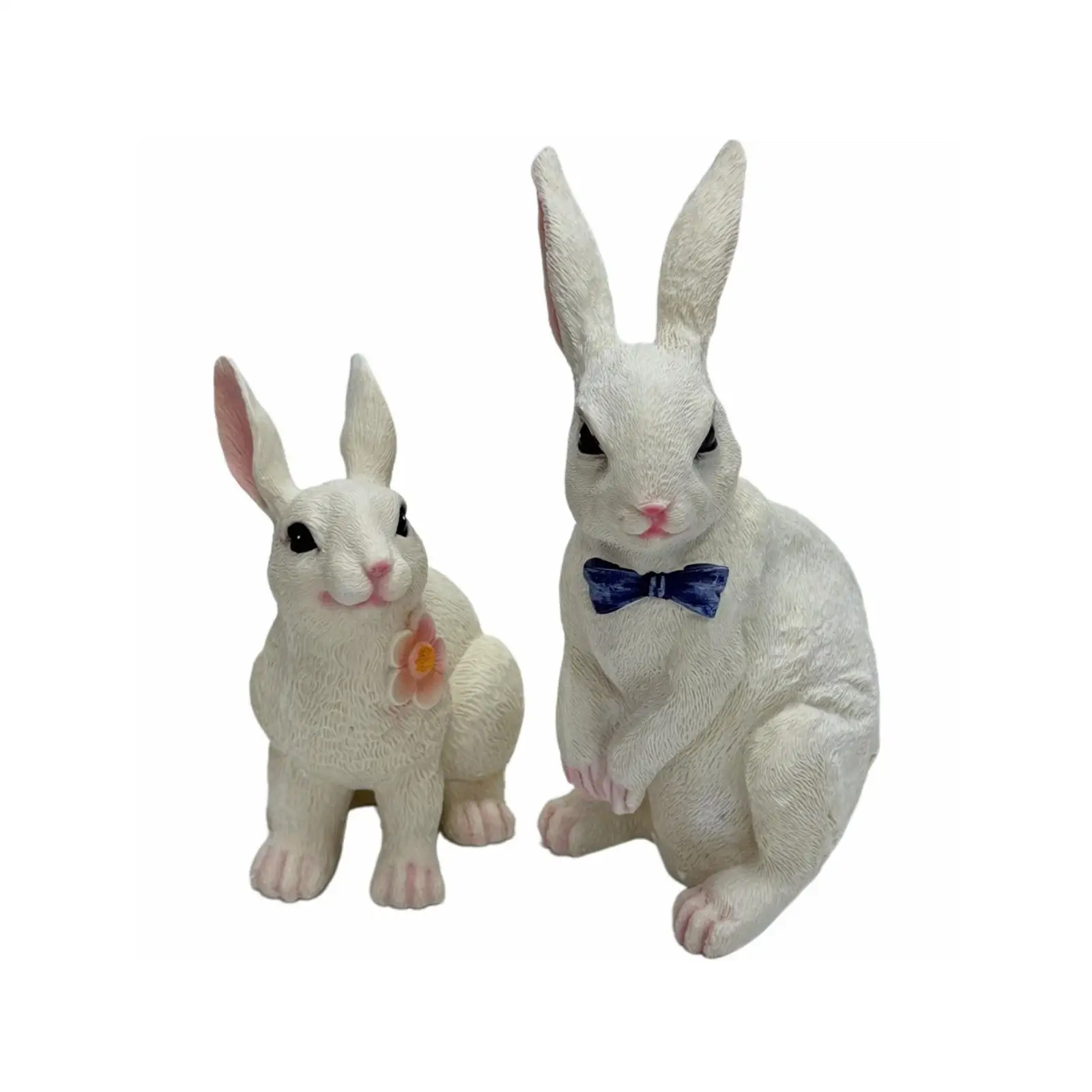 Decoración jardín estatua conejo lazo azul rosa para gatos perros - imagen 5