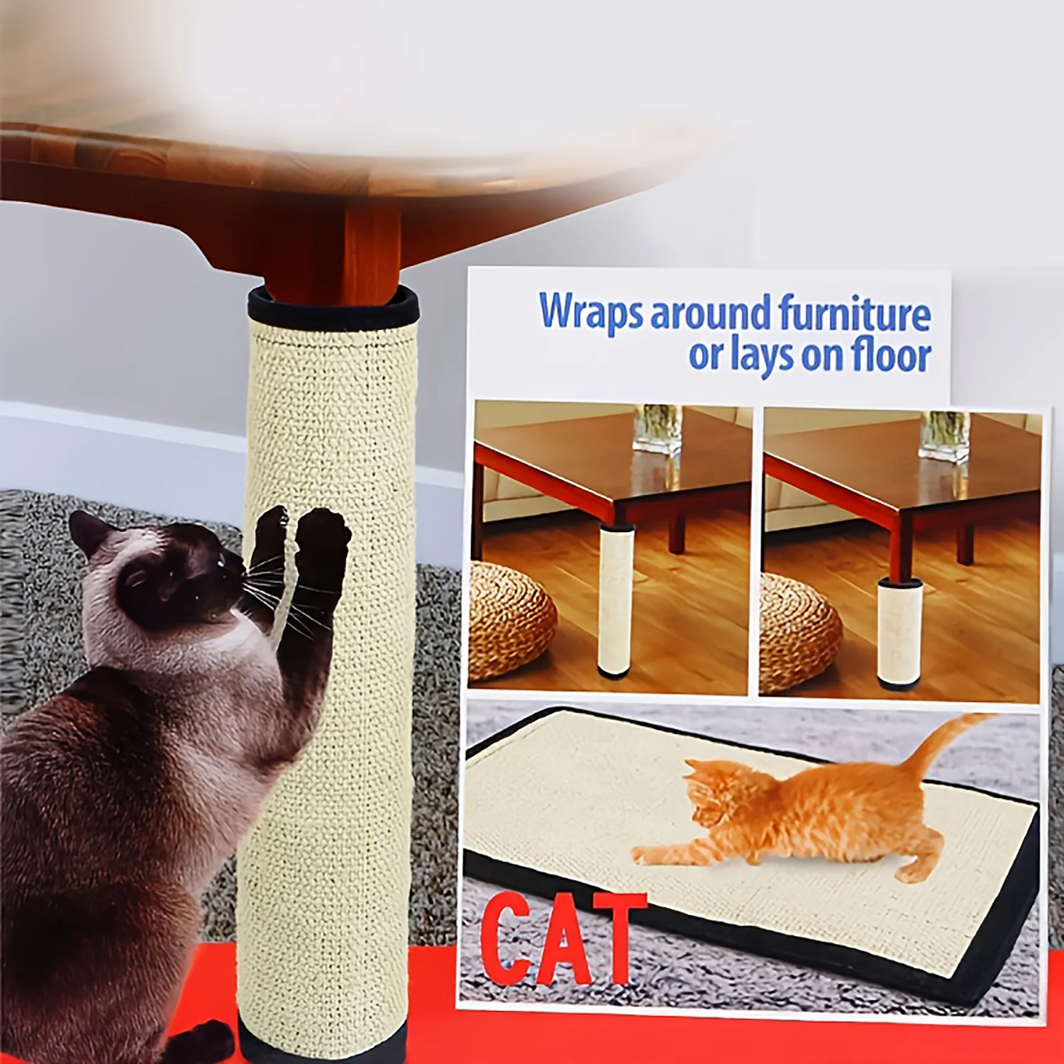 Poste de rascar con bolas de sisal para gatos