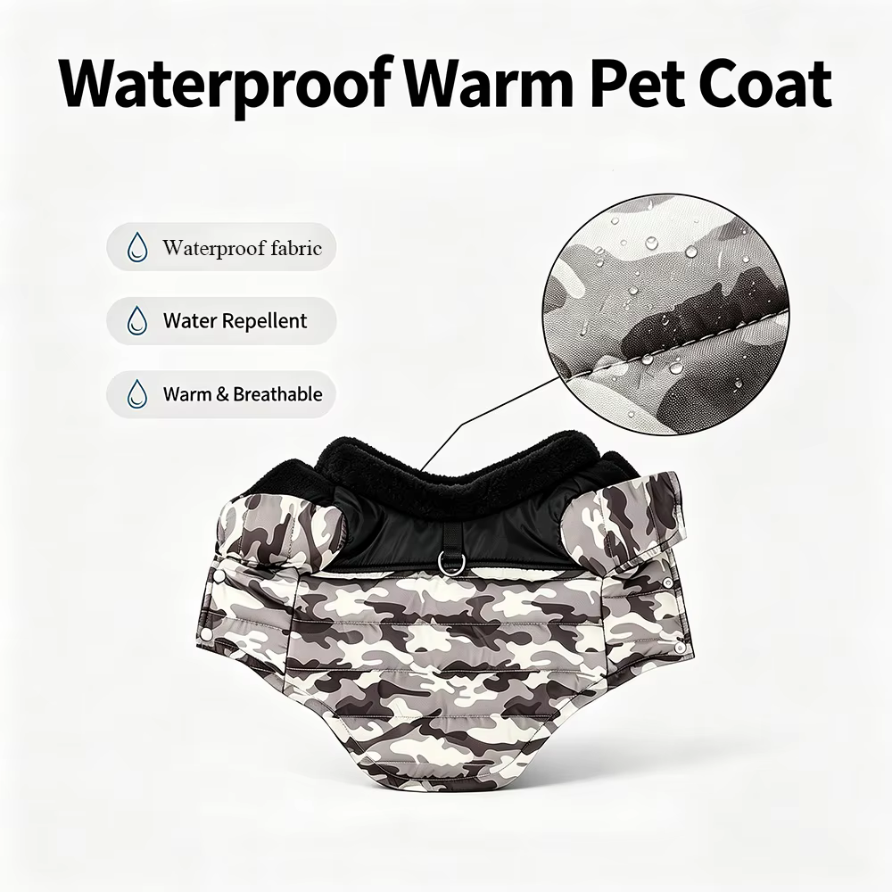 Chaqueta abrigo perro camuflaje con anilla D cálida - imagen 3
