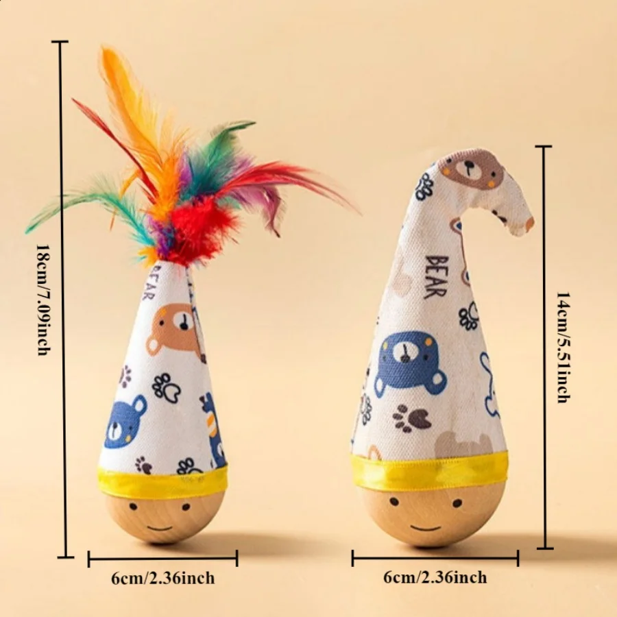 Juguetes interactivos portátiles para gatos con plumas