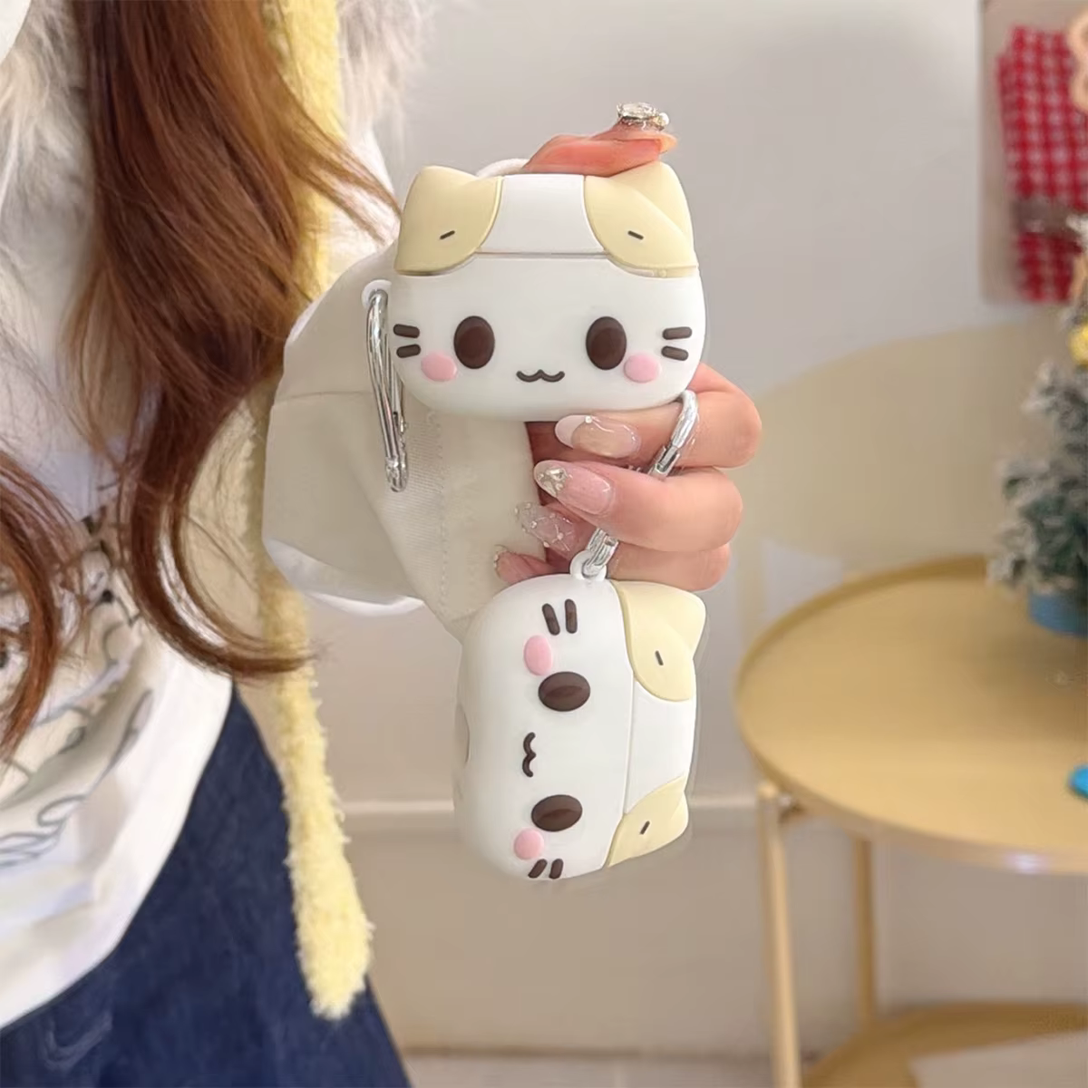 Funda protectora de silicona para AirPods Pro con diseño 3D de gato - imagen 2