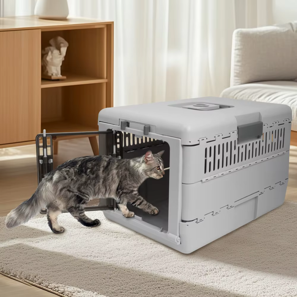 Transportín plegable con cerradura para gatos – Jaula de viaje para coche