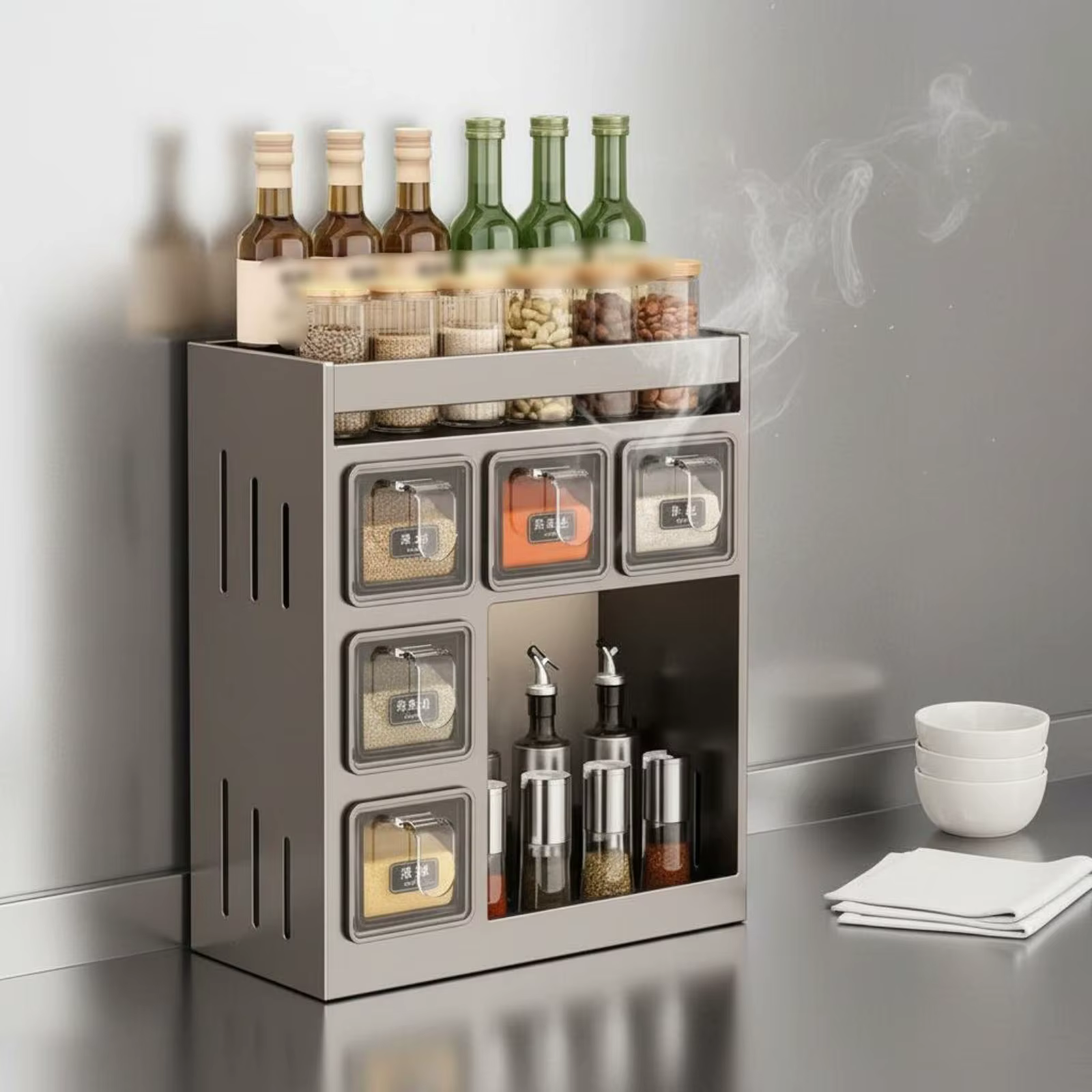 Estante para Especias de Pared – Organizador de Condimentos de Varios Niveles sin Taladros - imagen 4
