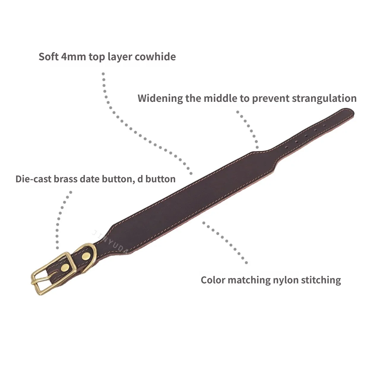 Collar de cuero ajustable y resistente para perros medianos y grandes - imagen 3