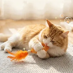 Juguete pez con plumas y campana para gatos – Interactivo y afila garras