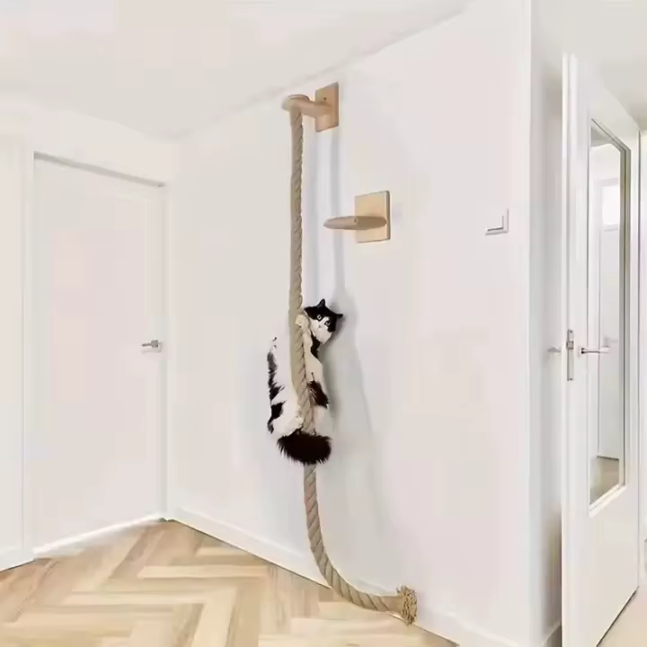 Rascador para gatos de pared con cuerda y nido colgante - imagen 2