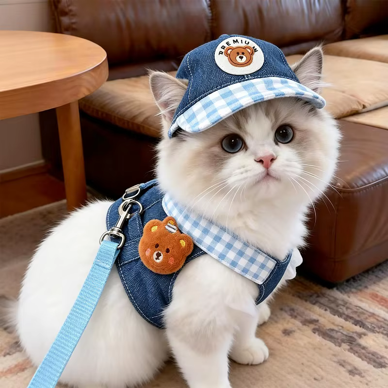 Arnés vaquero para perros pequeños con correa y gorro de oso - imagen 4