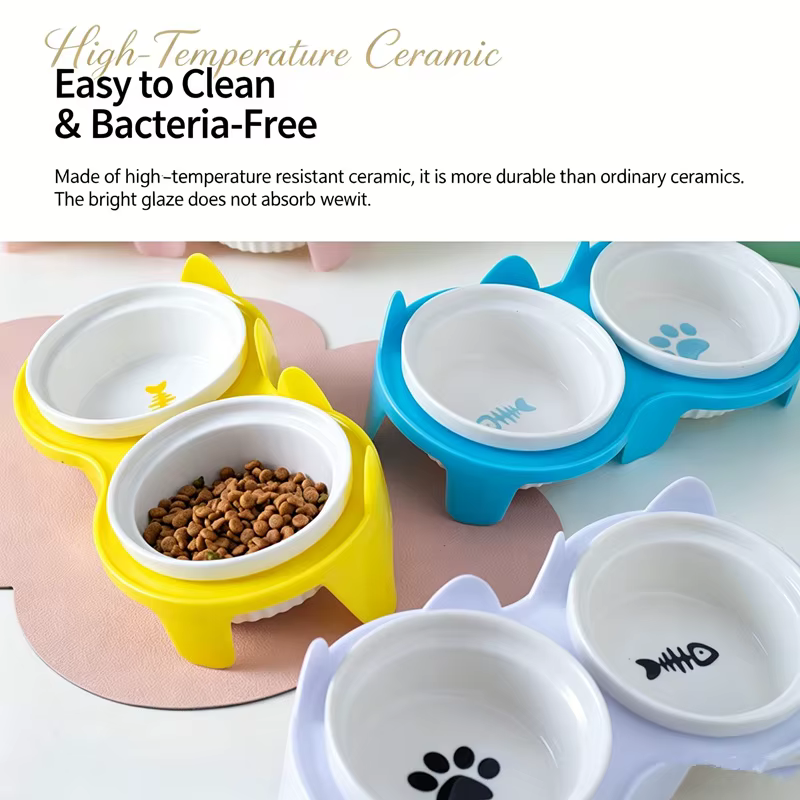 Comedero elevado para gatos – cuencos cerámicos antisalpicaduras - imagen 2