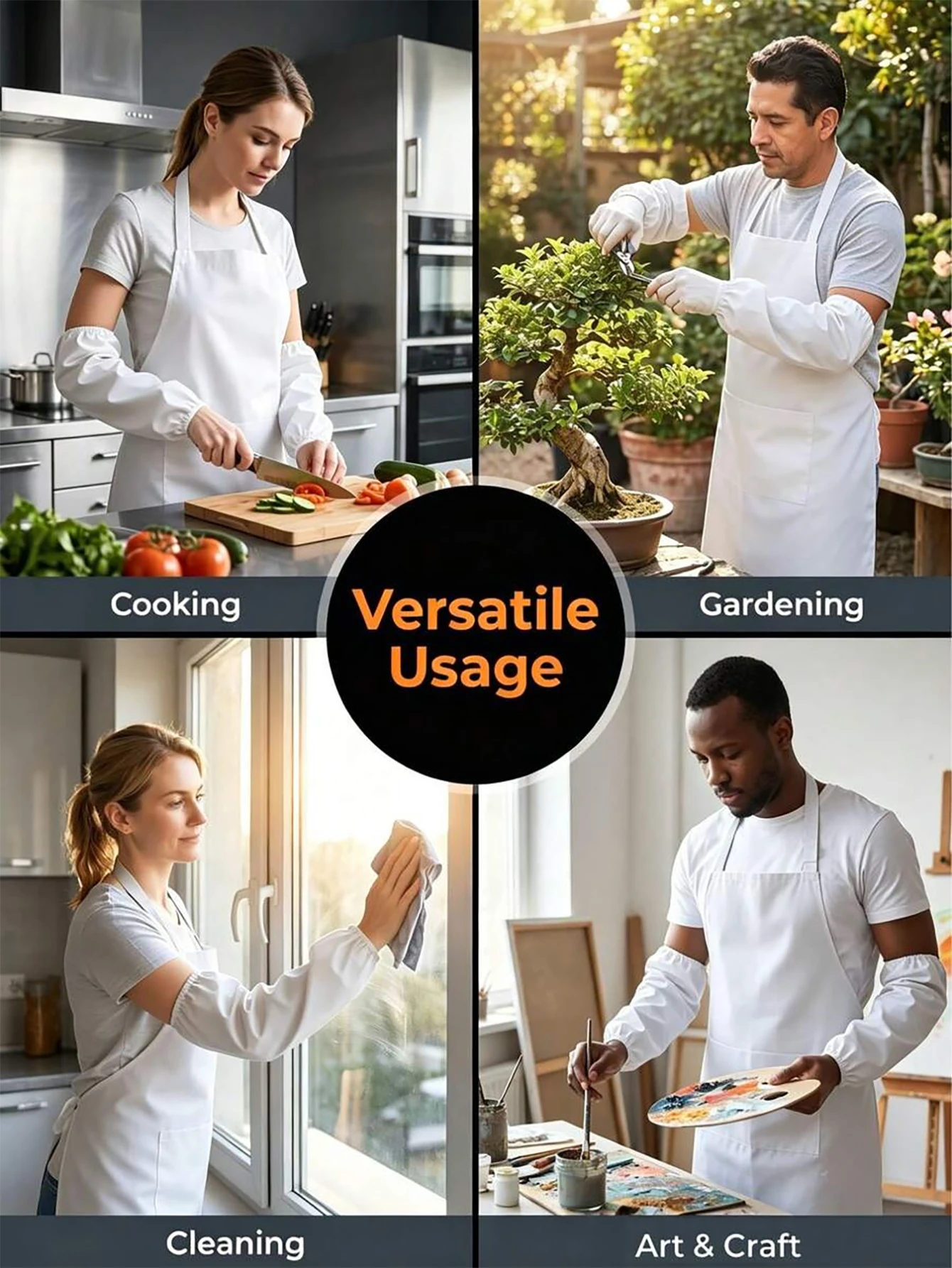 Delantal unisex con bolsillos grandes – Para cocina, manualidades y barbacoa - imagen 4