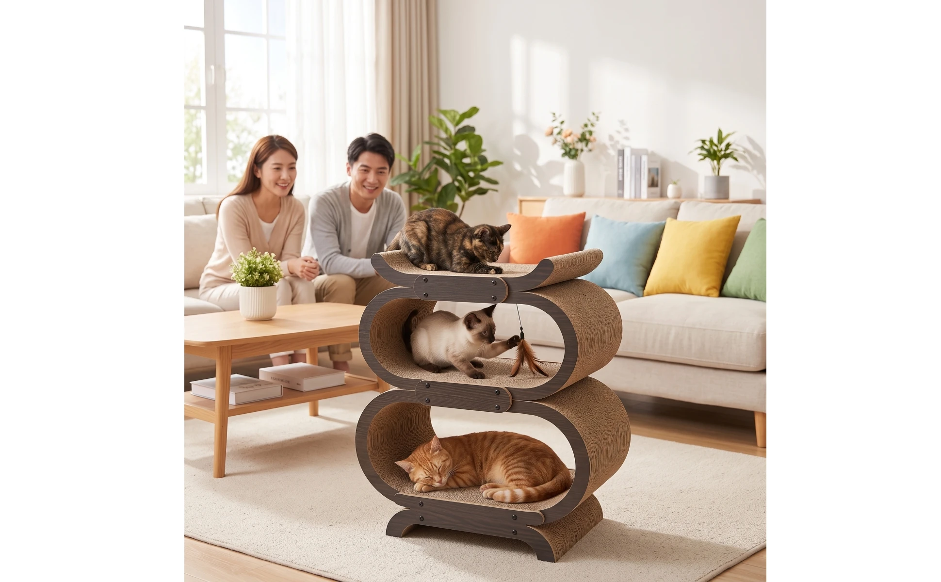 Rascador gatos multiuso cama