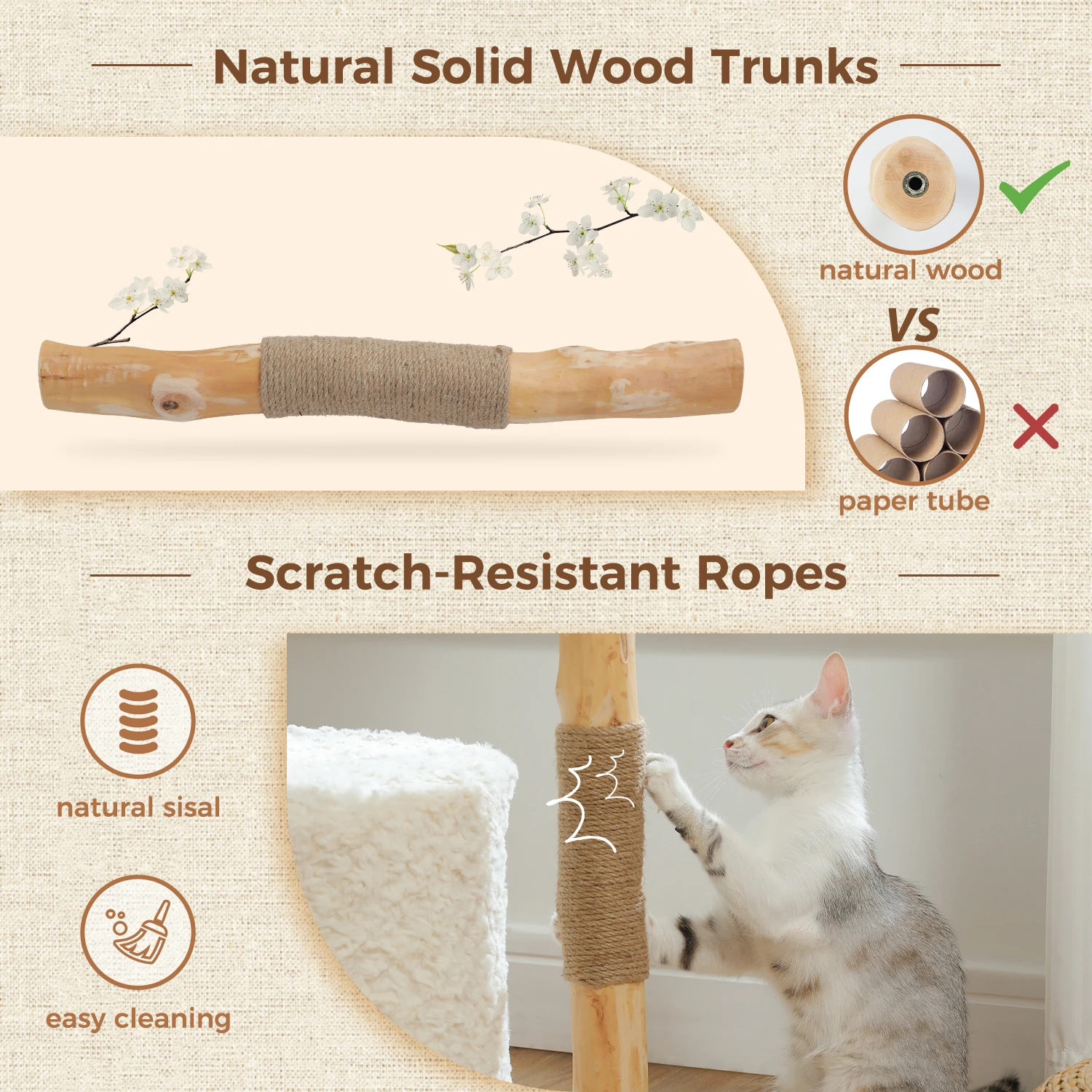 Gato sobre la hamaca del árbol para gatos