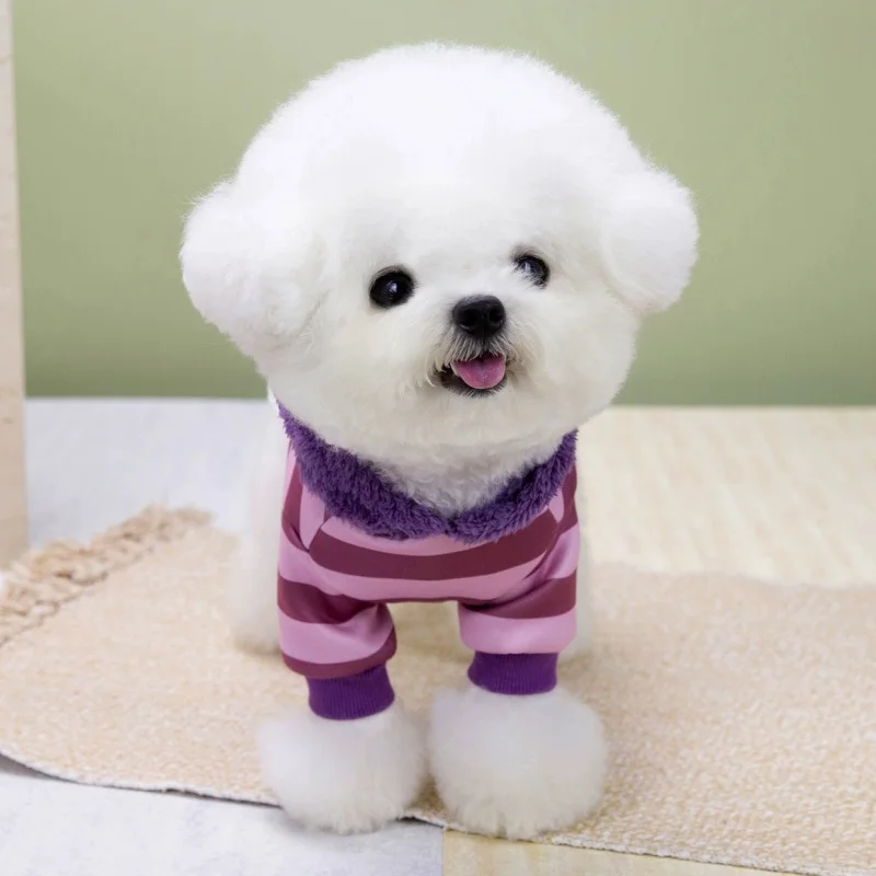Sudadera con capucha a rayas para perros y gatos – Moda cálida de otoño - imagen 5