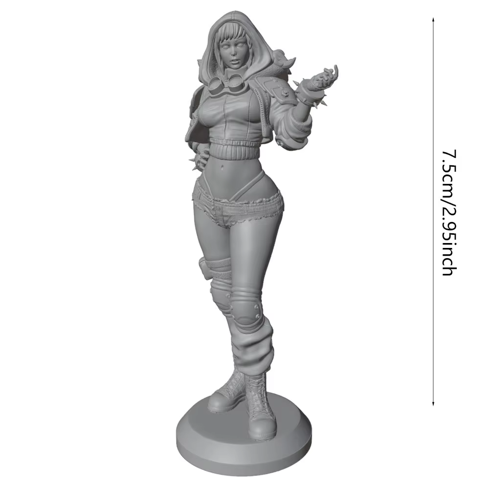 Detalle de la postura y textura de la figura de 75 mm