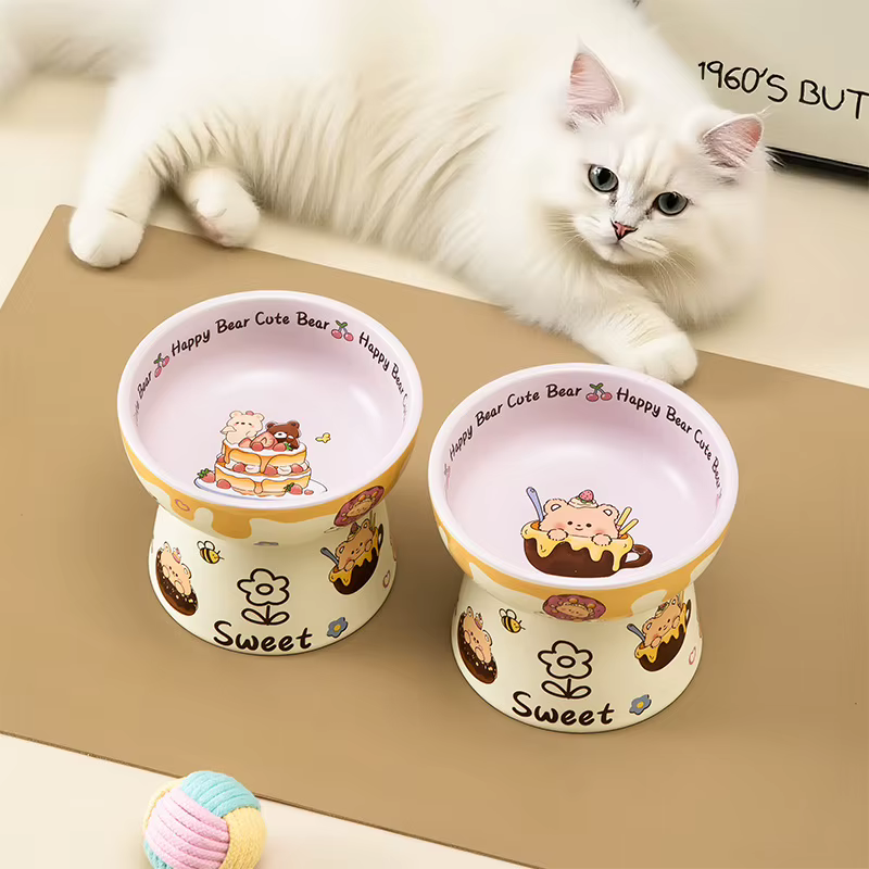 Comedero Cerámica Antideslizante Boca Ancha para Gatos – Comida y Agua con Diseño Infantil - imagen 2
