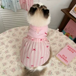Vestido de princesa a rayas con lazo para perros y gatos – Yorkie