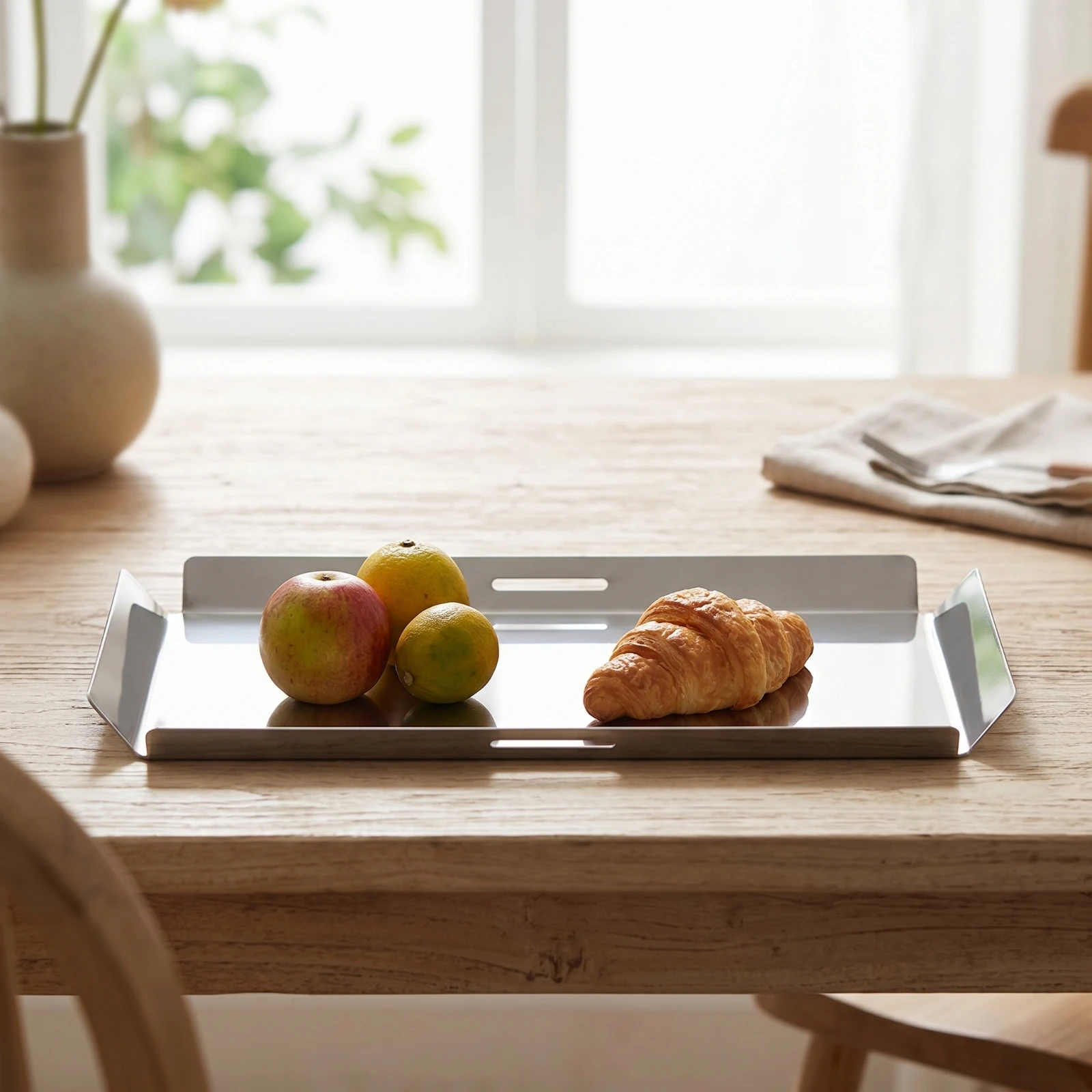 Comedero rectangular acero inoxidable con asas para gatos y perros - imagen 3