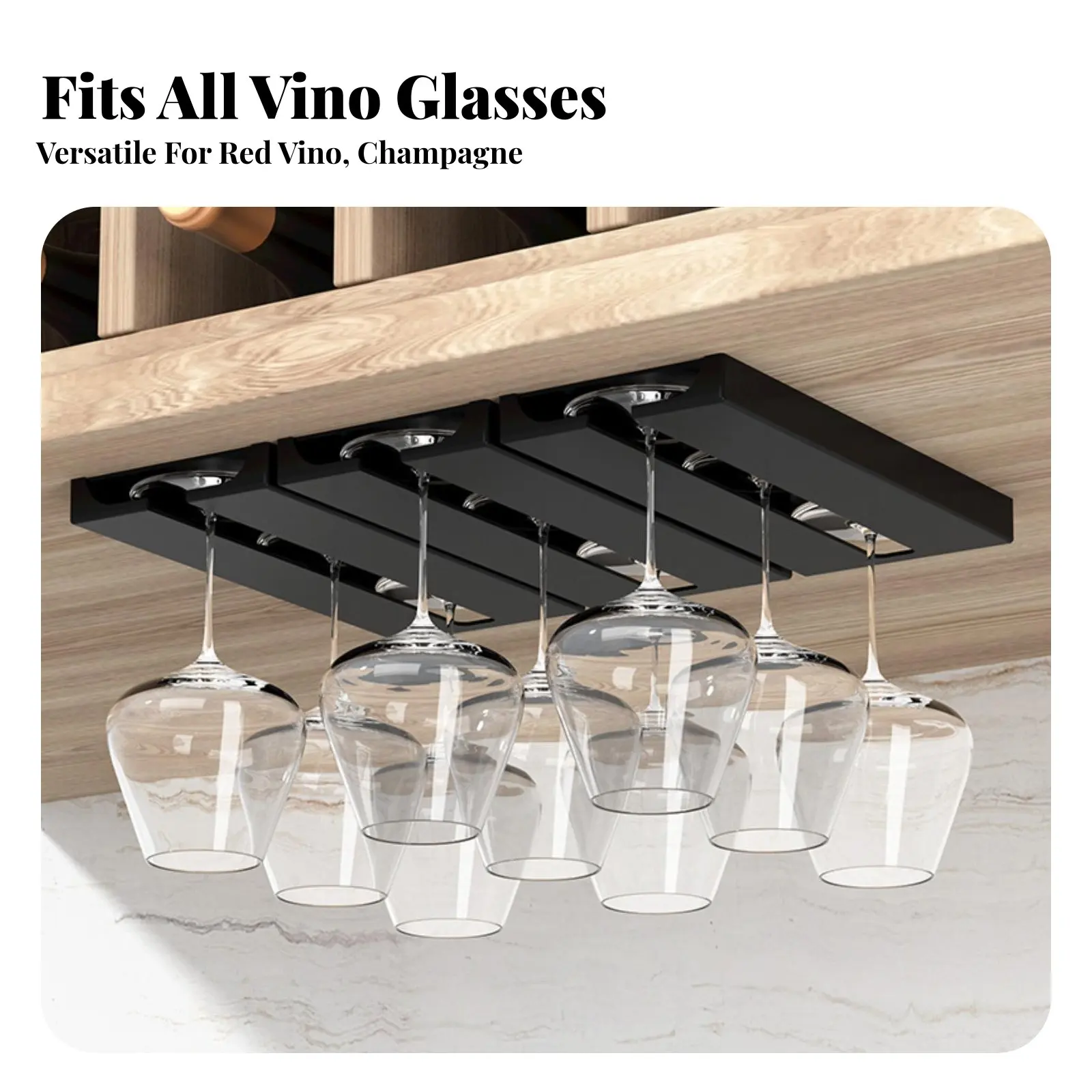 Soporte colgante para copas bajo mueble, esquinas redondeadas - imagen 4