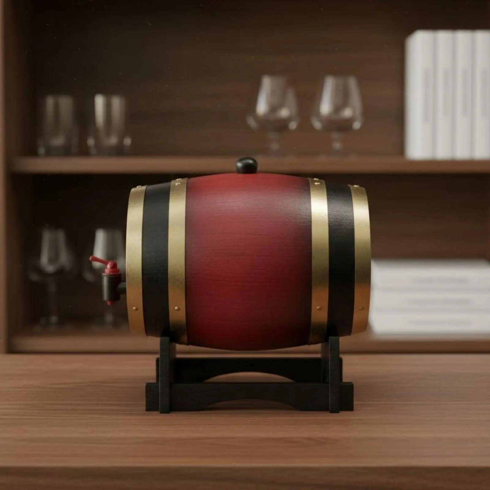 Barril de roble vintage para gatos y perros, soporte madera - imagen 4