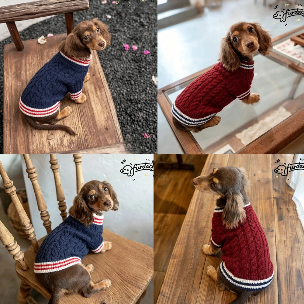 Suéter invierno tejido para perro salchicha patas cortas - imagen 5