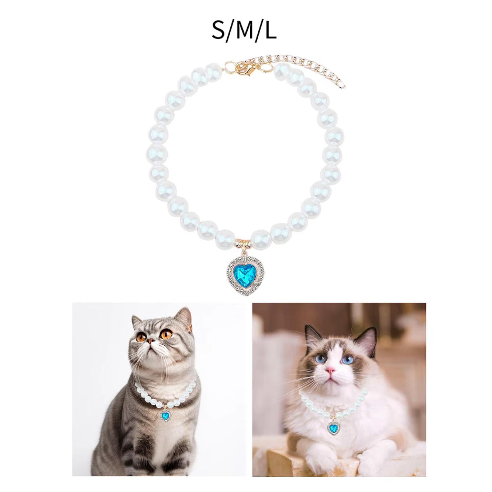 Collar de perlas ajustable para perros pequeños y gatos - imagen 3