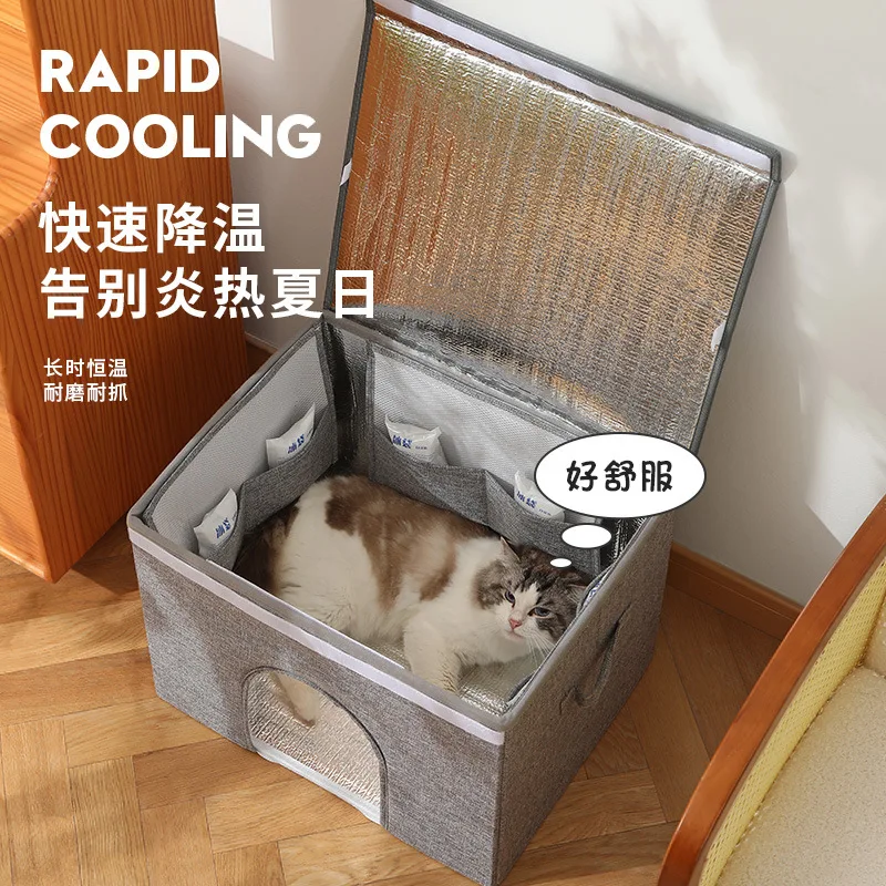 Casa de verano fresca para gatos plegable con enfriador de aire - imagen 4
