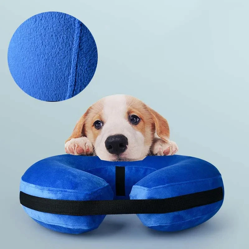 Collar isabelino anti-mordidas inflable ajustable para perros pequeños - imagen 3