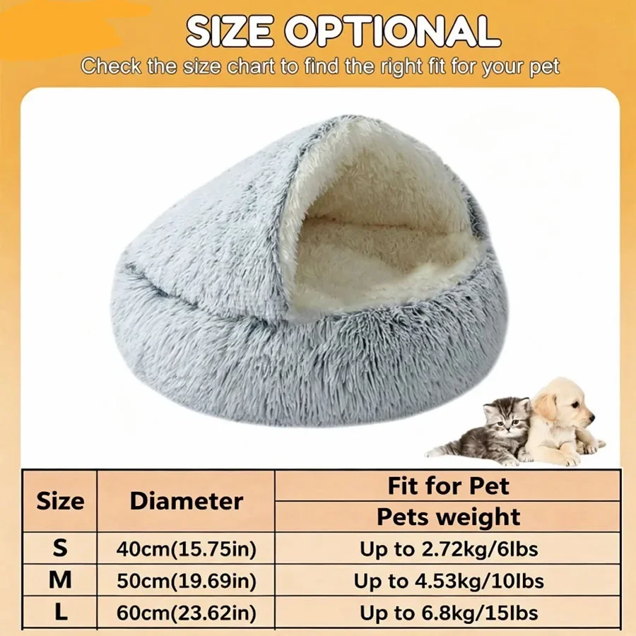 Cama para gatos en forma de concha con textura de felpa suave