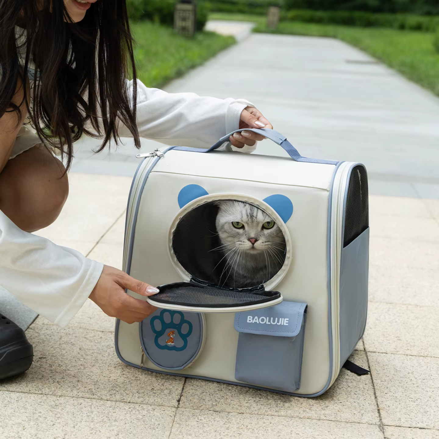 Mochila transportín plegable transpirable para gatos y perros - imagen 3