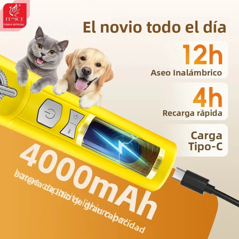 Cortapelos inalámbrico recargable de bajo ruido para perros y gatos - imagen 2