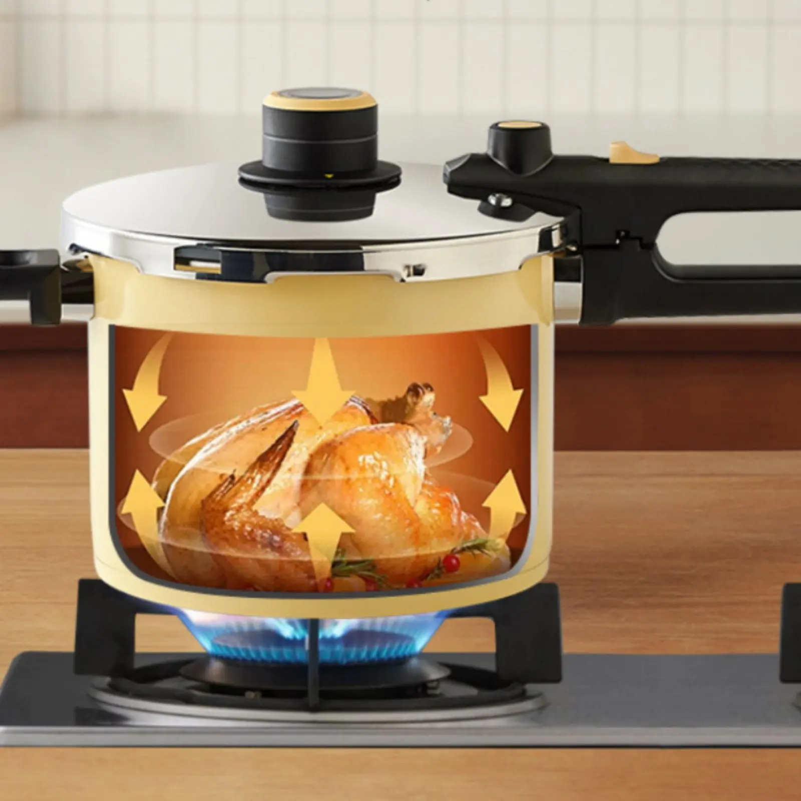 Olla a presión de acero inoxidable para cocina segura y resistente