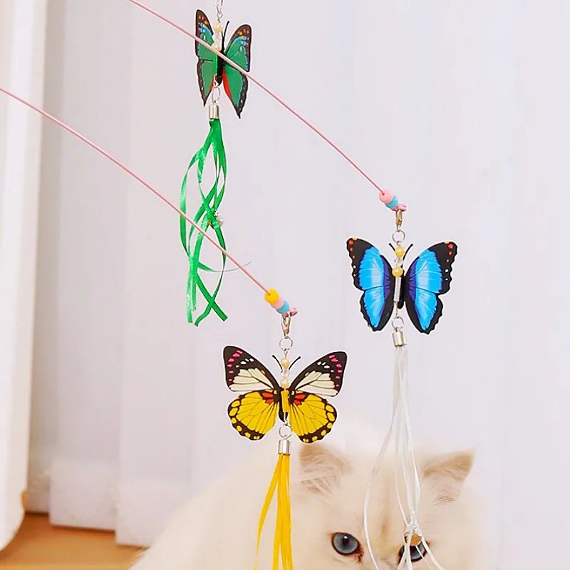 Juguete interactivo para gatos con varita, mariposa y campana - imagen 2