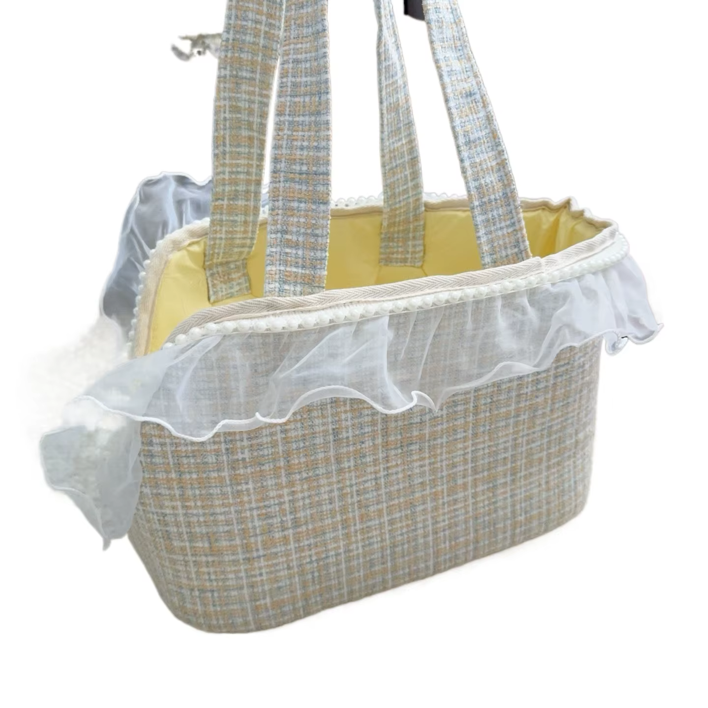 Mochila transportín para gatos con encaje – Bolsa de lana acolchada - imagen 5