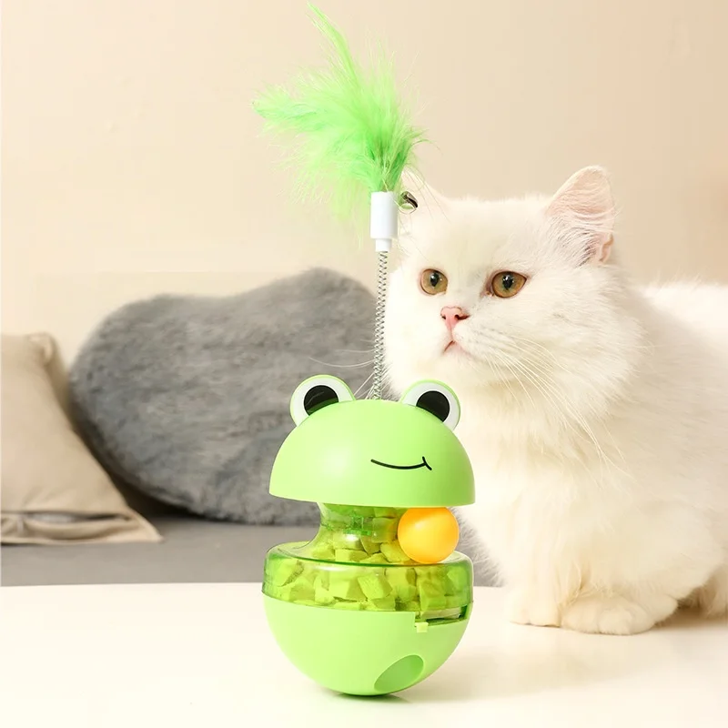 Juguete rana con plumas para gatos – Dispensador de golosinas - imagen 4
