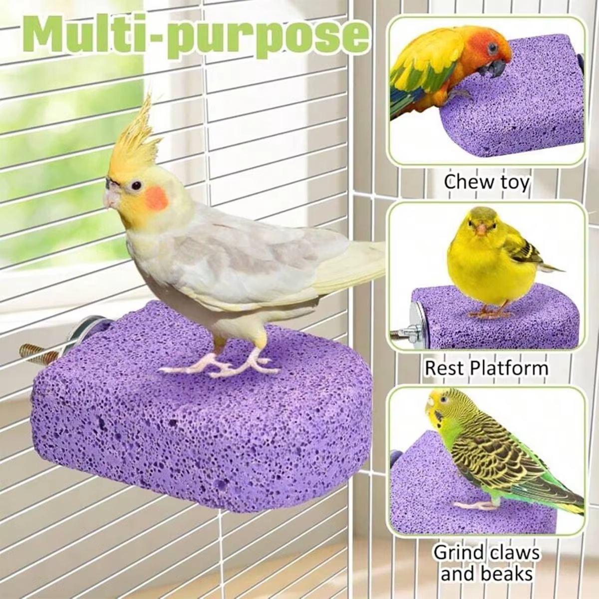 Mordedor masticable para loros y aves pequeñas – Percha enriquecida con calcio - imagen 3