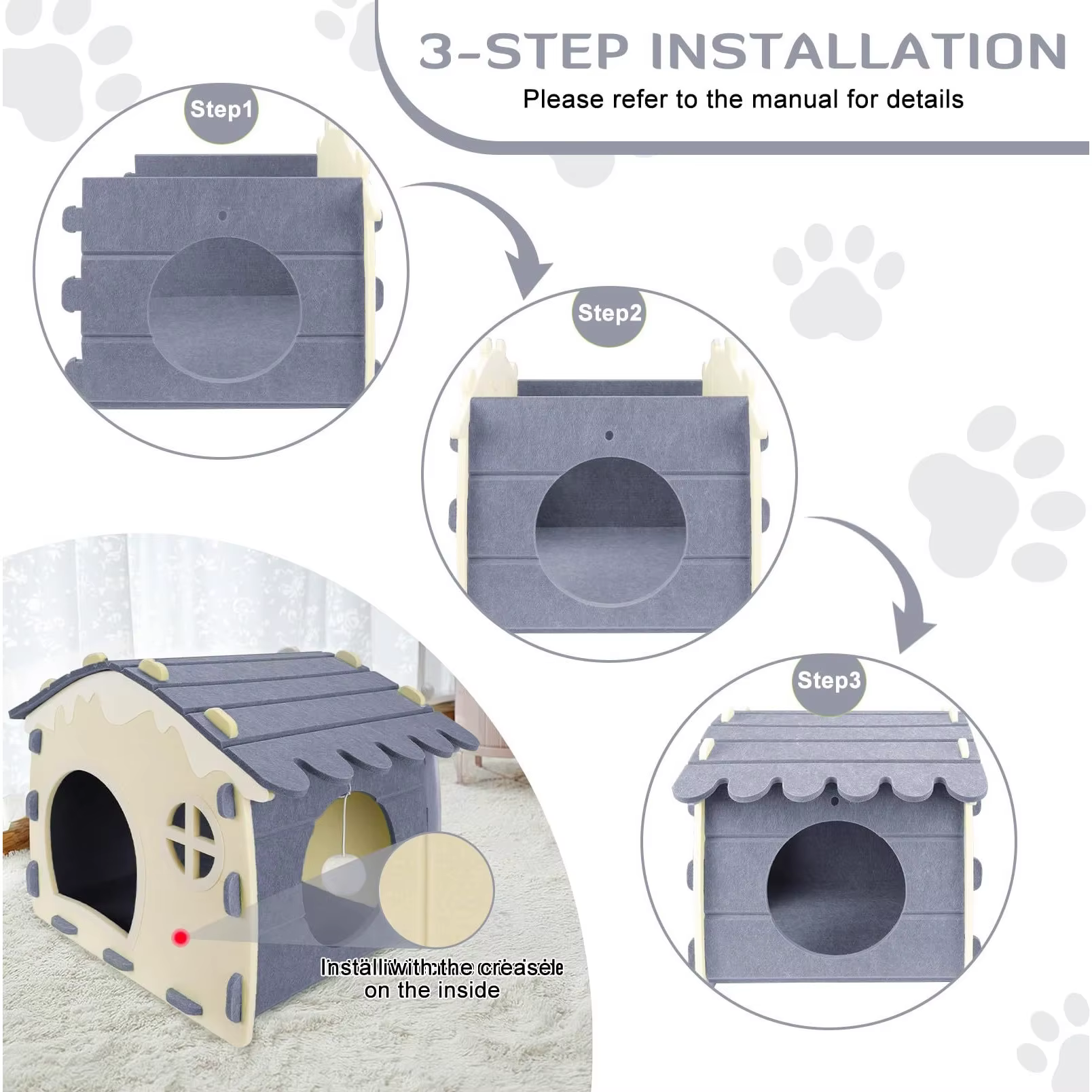 Cama plegable para perros pequeños – Fieltro 4 estaciones - imagen 2
