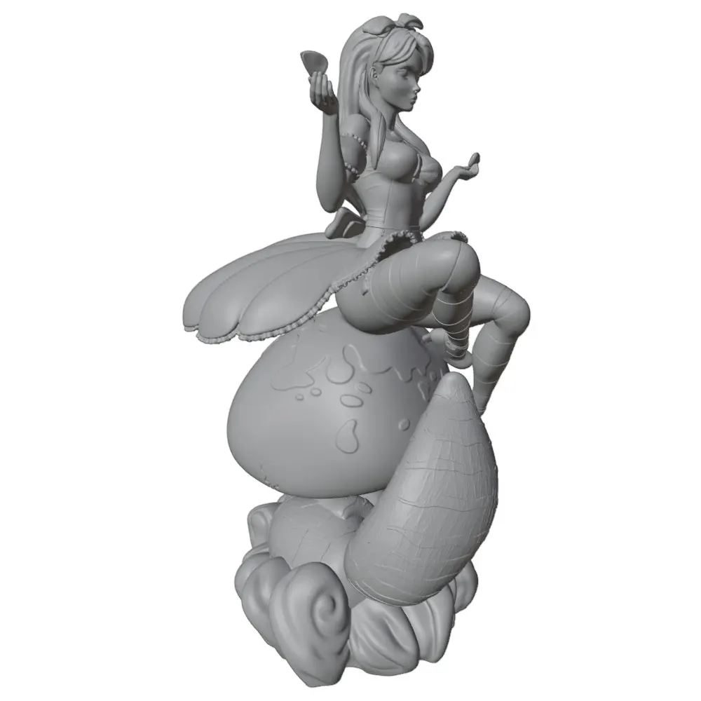 Figura mini impresa en 3D de personaje anime gris, sin montar - imagen 3