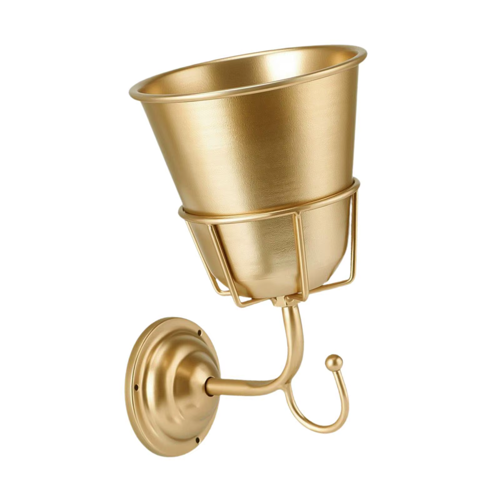 Macetero Colgante de Metal Dorado para Plantas – Soporte de Pared para Cocina