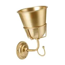 Macetero Colgante de Metal Dorado para Plantas – Soporte de Pared para Cocina