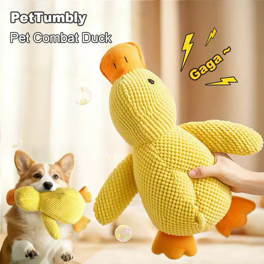Juguete peluche pato con sonido para gatos y perros – Dentición y juego
