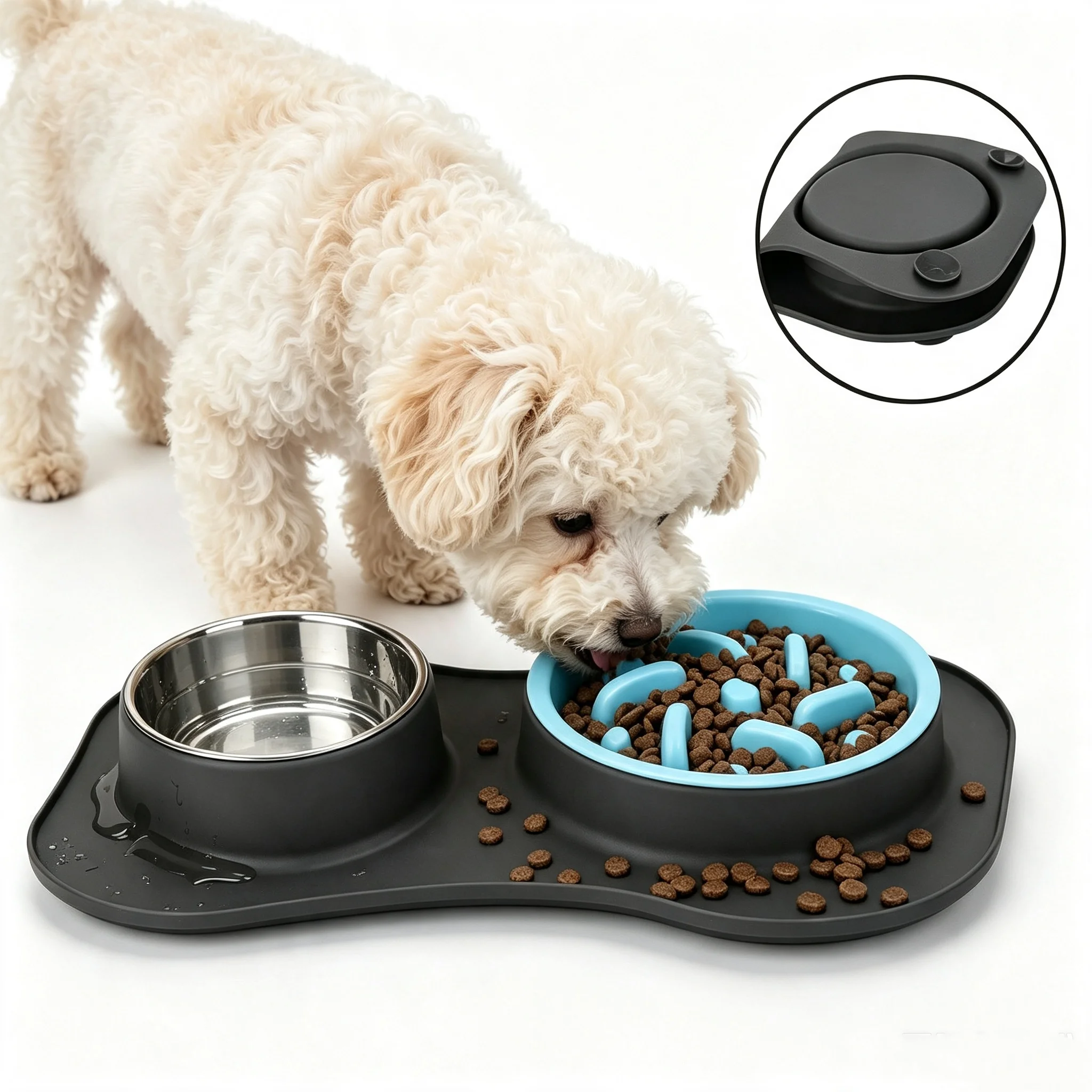 Set de comederos portátiles de acero inoxidable para perro - imagen 5