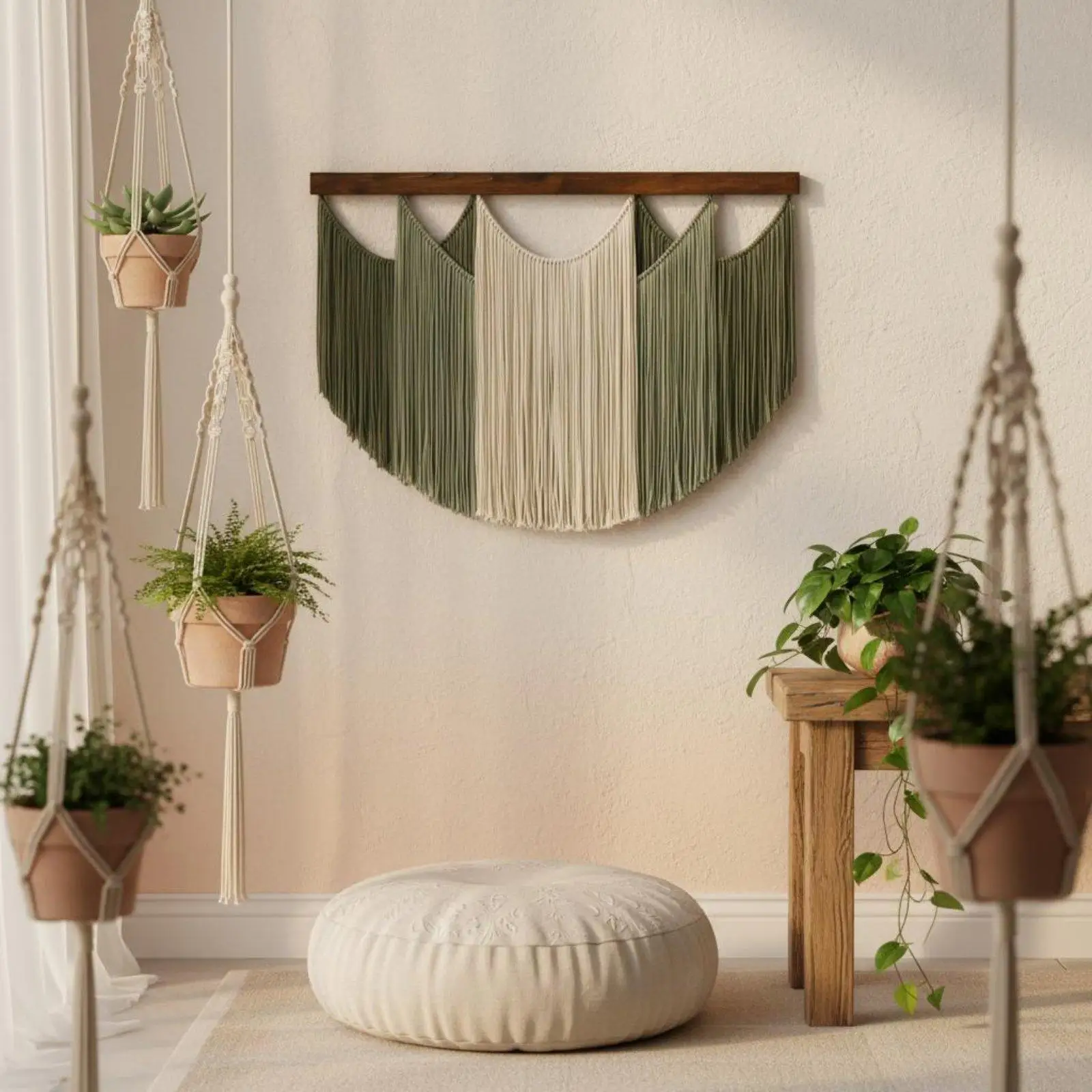 Hamaca pared para gatos estilo bohemio – Tapiz colgante con borlas - imagen 3
