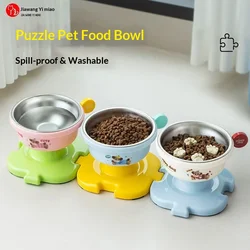 Comedero acero inoxidable antideslizante para gatos y perros pequeños, patas altas