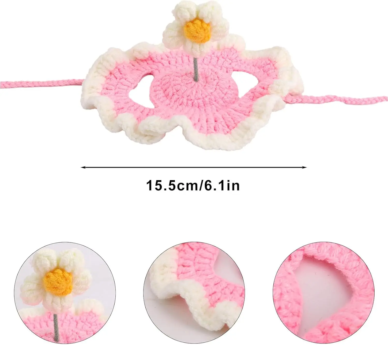 Gorro de lana tejida con flores lindo para disfraz de gato y perro - imagen 3