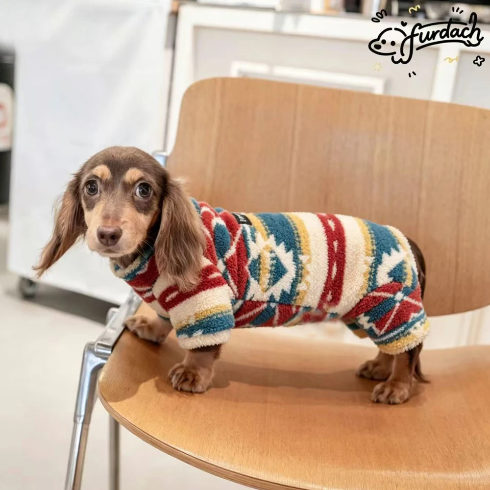 Sudadera roja cálida para perros salchicha en otoño-invierno