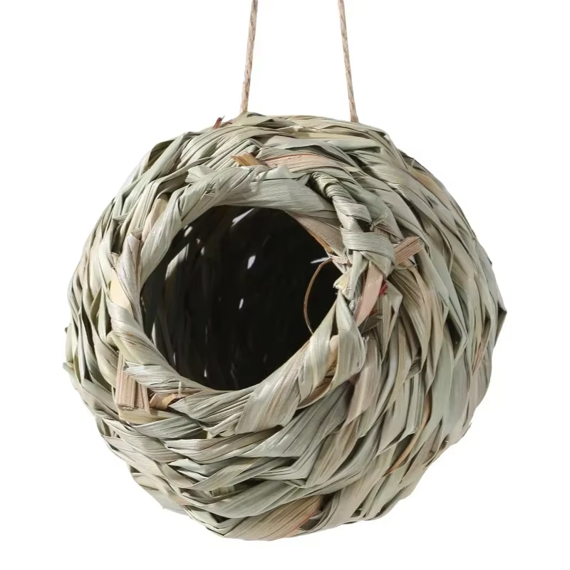 Nido de pájaros instalado en árbol del jardín