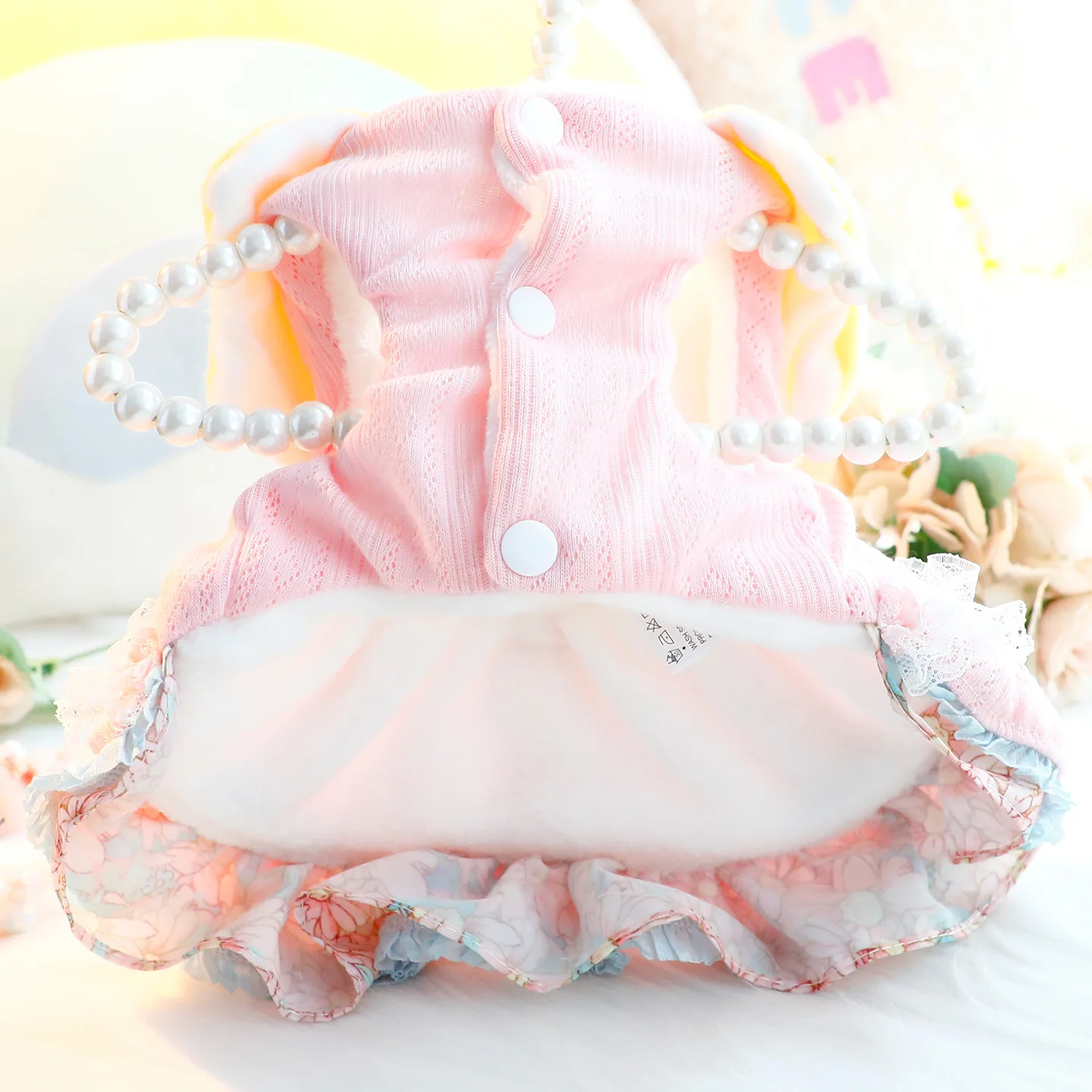 Abrigo vestido acolchado para perro pequeño con encaje - imagen 5