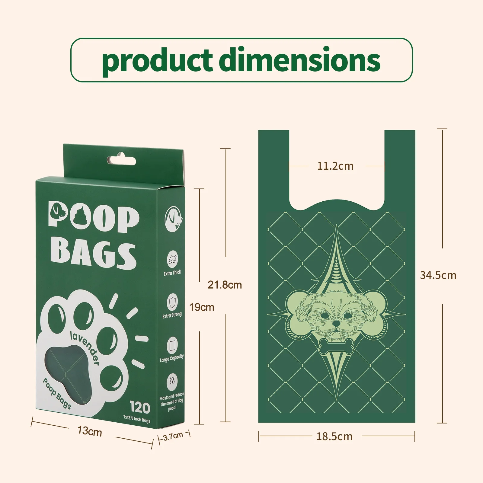 Bolsas biodegradables para excremento de perros y gatos, con asa