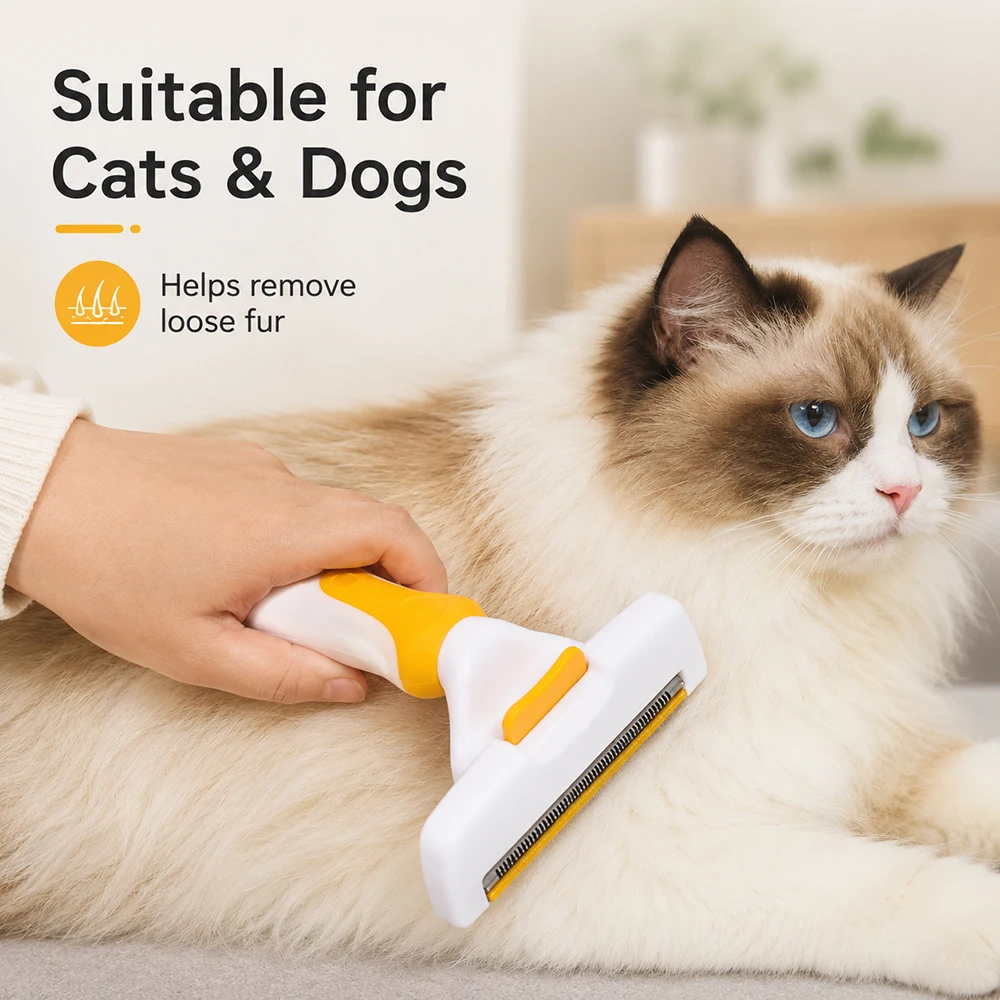 Peine quita pelo para gatos y perros – botón, acero inoxidable - imagen 3