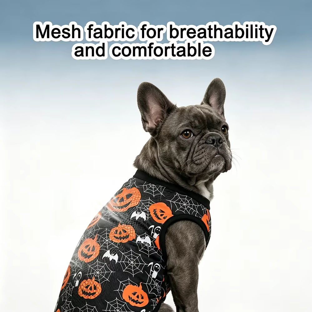 Disfraz de Halloween para perros y gatos: camiseta fantasma calabaza